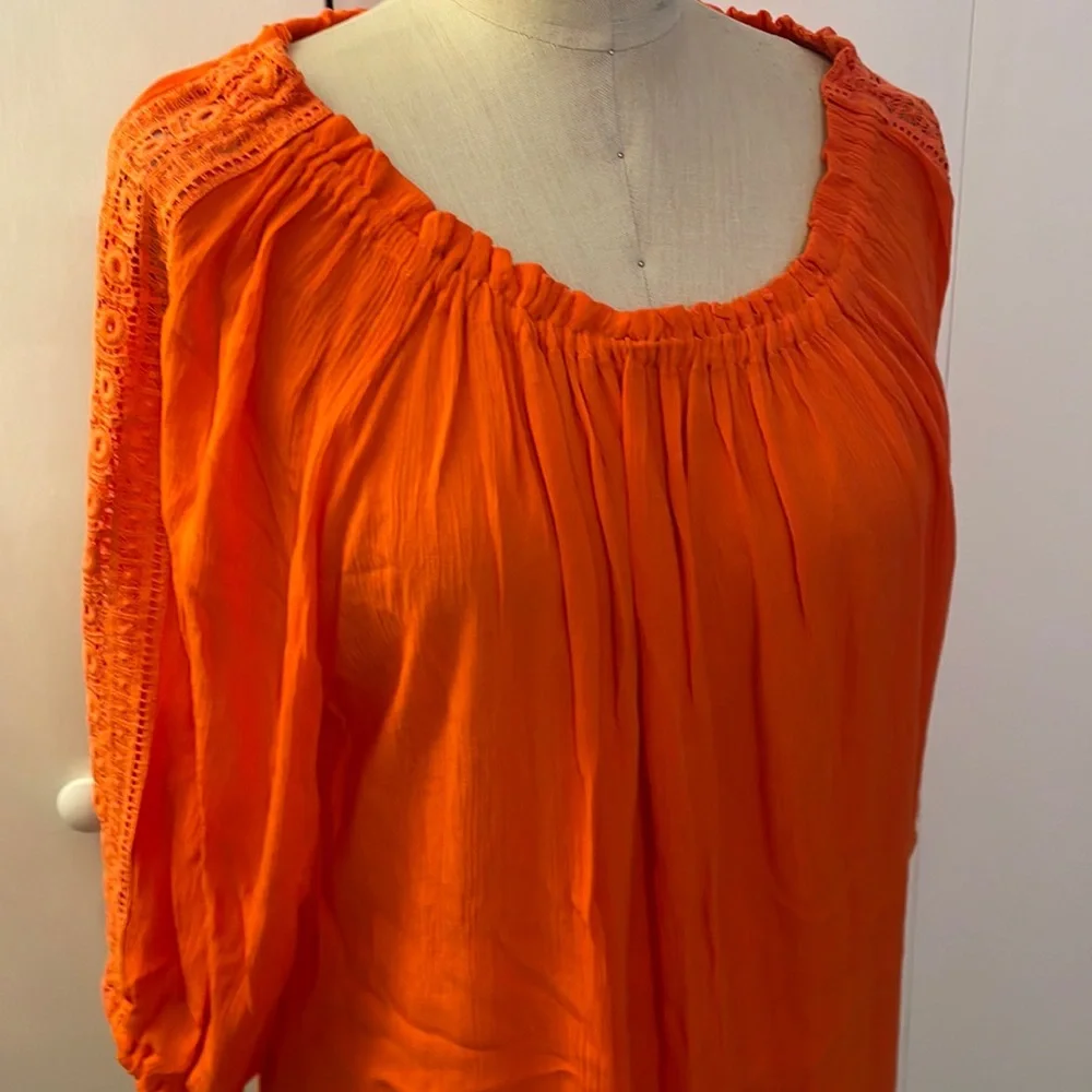 Westport orange 3/4 sleeve blouse with embroidered detail - Picture 2 of 8